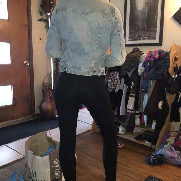 A&F Jean Jacket, A&E crop top, and VS leggings - Picture 3 of 4
